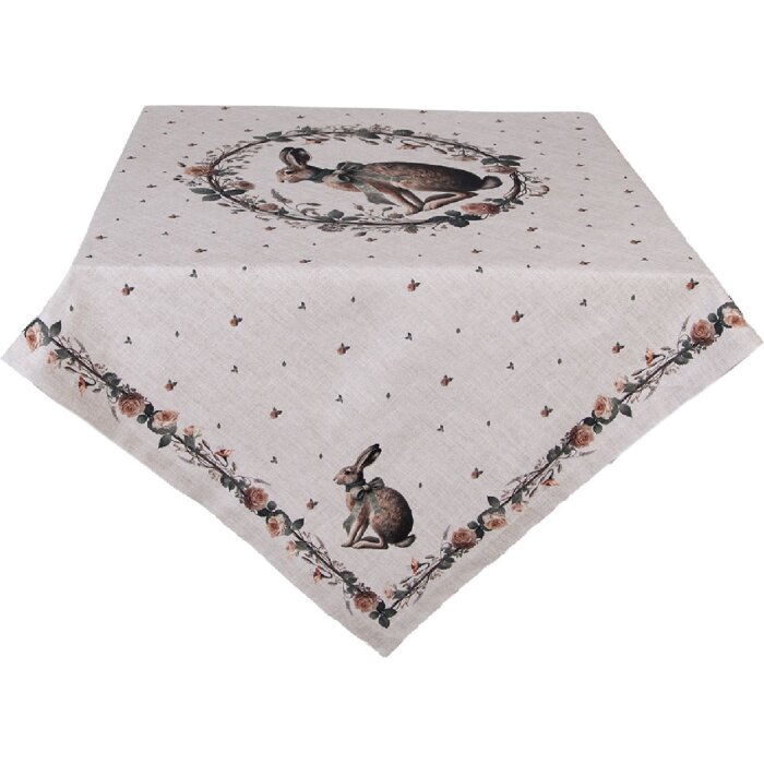 Скатерть Clayre & Eef NLE01 100x100 см, бежево-коричневая