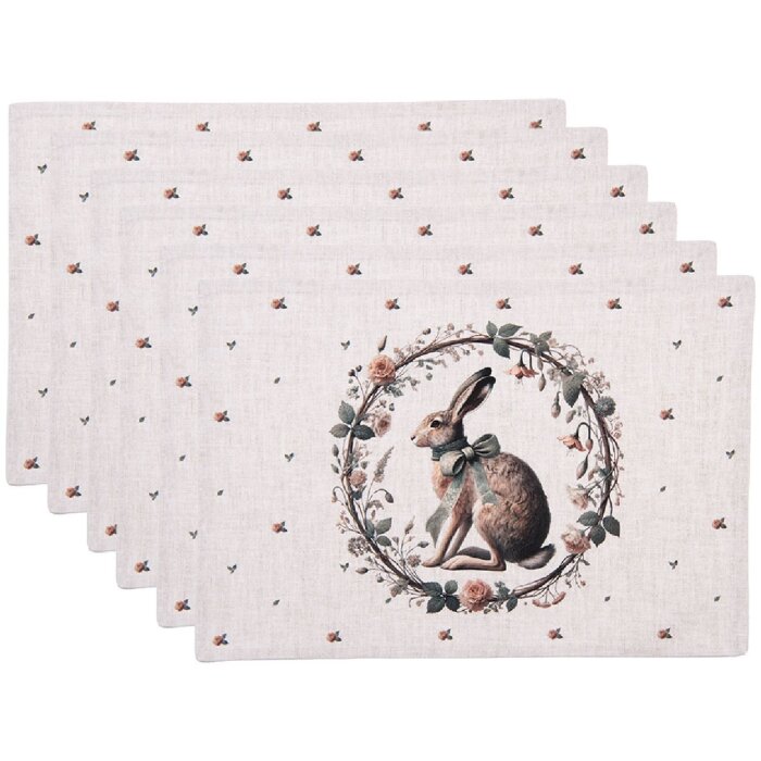 Набор столовых салфеток Clayre & Eef, 6 шт., 48x33 см, бежево-коричневый, хлопок