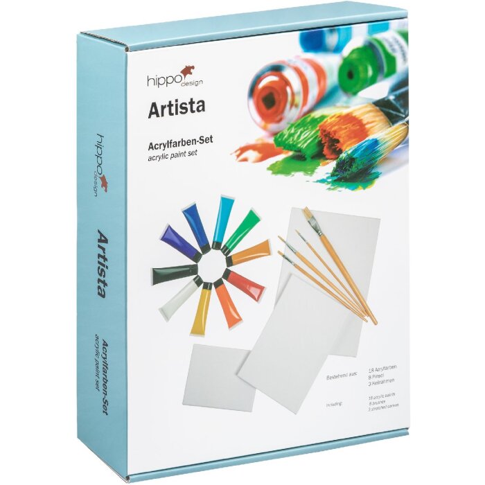 Набір акрилових фарб з холстом та кистями — початковий комплект для майстрів