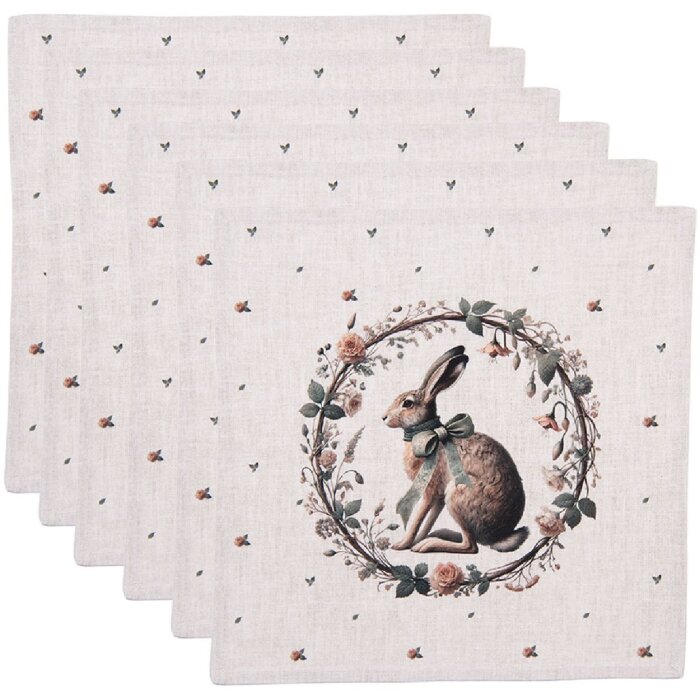 Салфетки Clayre & Eef NLE43, 6 шт., 40x40 см, бежево-коричневые