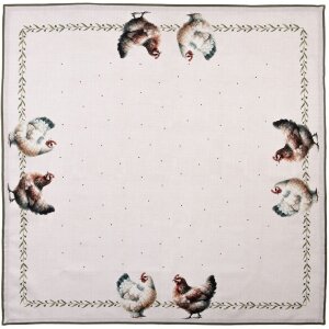 Clayre & Eef Салфетка тканевая 100x100 см с курами,...