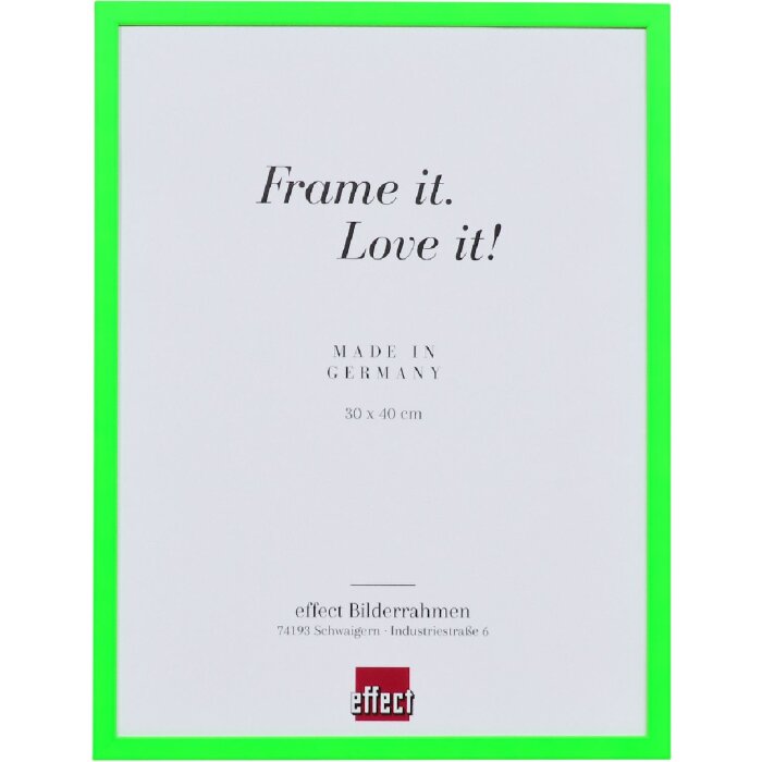 Ефектна деревяна рамка неоново-зелена 25x60 см з музеєвим склом