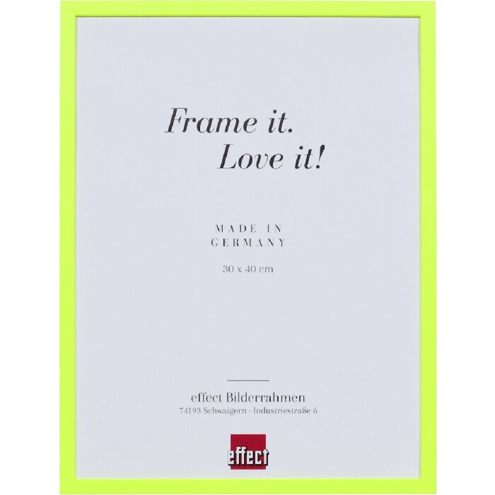 Фоторамка з дерева, неоново-жовтий профіль, 40x50 см, з акрилового скла