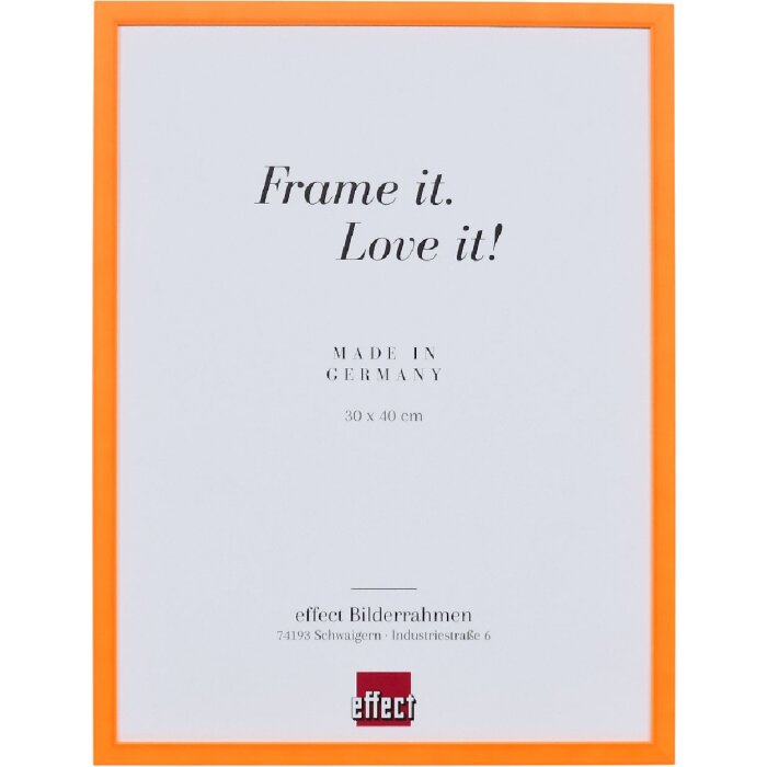 Фоторамка з дерева, нейон-помаранчевий профіль, 30x40 см, антиблискове скло