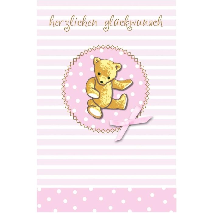 Artebene Babykarte Teddy rosa