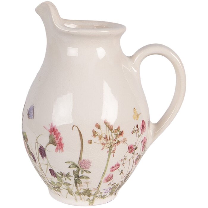 Декоративна кана Clayre & Eef, бежево-рожева, 16x12x19 см