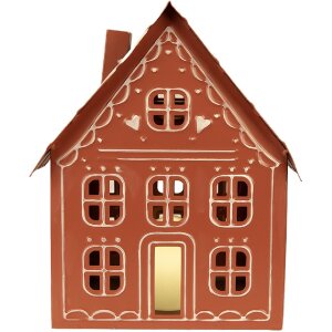 Декоративный домик Clayre & Eef с LED-подсветкой 27x19x32 см бронза-белый