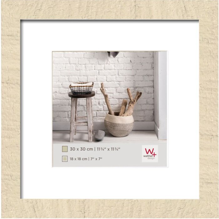 Деревяна рамка Walther HOME кремово-біла 30x30 з паспарту 18x18 см