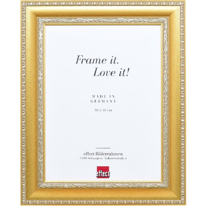 Фоторамка з натурального дерева, 9x13 см, золотий, бароко, з камерним склом