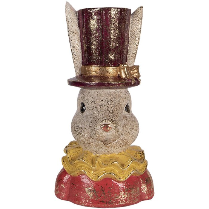 Бюст кролика бежево-рожевий, 16x13x29 см, для декору гостинної та столової