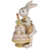 Кролик з тістом — святкова декорація біло-золотого кольору, 20x15x36 см
