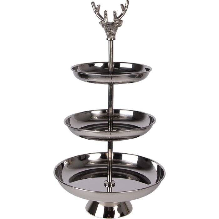 Підвісна полиця Clayre & Eef 6AL0079, сріблястого кольору, Ø 26x48 см, 3 полиці