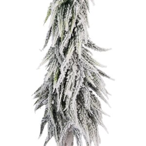 Штучна ялинка Clayre & Eef 80 см, діаметром 15 см — реалістична, з білими акцентами, з дерев’яним каркасом