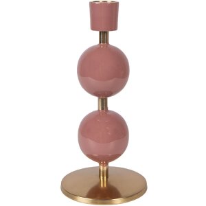 Свічник Clayre & Eef Ø 9x19 см, рожеве золото, елегантний декор для столу