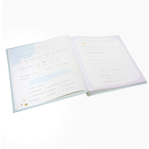 Альбом для дитини Goldbuch Lullaby Line Boy 30x31 см – мякий світло-блакитний альбом з милуватими тваринками та квітками, 58 сторінок з захисними пергаментними аркушами, ілюстрований вступ, срібна гравірування