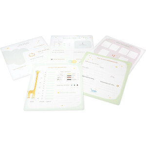 Альбом для дитини Goldbuch Lullaby Line Boy 30x31 см – мякий світло-блакитний альбом з милуватими тваринками та квітками, 58 сторінок з захисними пергаментними аркушами, ілюстрований вступ, срібна гравірування