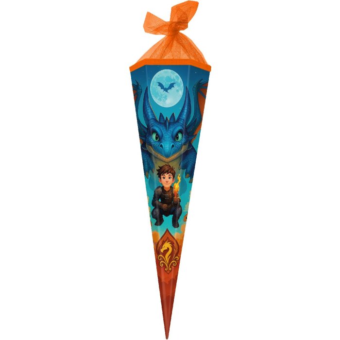 Золота шкільна торба 85 см, шестикутна, тема "Любитель драконів"