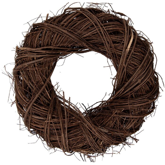 Кругла декоративна вінка з ротангу Clayre & Eef, коричнева, Ø 35x9 см, для дверей, стіни, столу