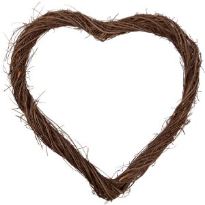 Круглая декоративная композиция Clayre & Eef в форме сердца 50x50x5 см — новогоднее украшение из ротанга коричневого цвета