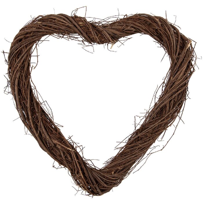 Гирлянда Clayre & Eef в форме сердца из ротанга 40x40x4 см коричневая