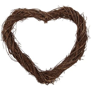 Декоративная гирлянда в форме сердца из ротанга, коричневая, 30x30x3 см