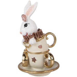 Кролик Clayre & Eef, біло-бежевий, 8x8x14 см — декор для інтер’єру