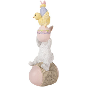 Зайчик на яйці, білий, 8x6x19 см — декорація для дитячої кімнати та весняного інтерєру
