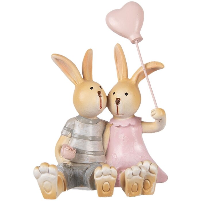 Декоративна фігурка кролика Clayre & Eef, 8x6x10 см, коричнево-рожева