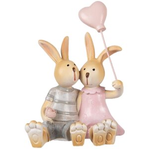 Декоративна фігурка кролика Clayre & Eef, 8x6x10 см, коричнево-рожева