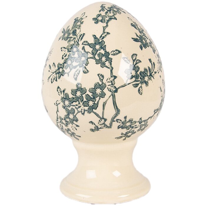 Декоративное яйцо на подставке Clayre & Eef, желто-зеленое, Ø 9x14 см