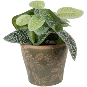 Керамічний горщик Clayre & Eef 6CE2410S, зелено-коричневий, Ø 10x9 см