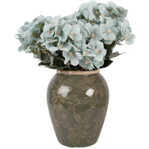 Керамическая ваза Clayre & Eef Ø 16x20 см, зеленая с коричневым