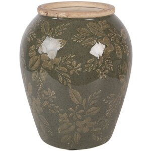 Керамическая ваза Clayre & Eef Ø 16x20 см, зеленая с коричневым