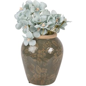 Керамическая ваза Clayre & Eef Ø13x15 см, зелено-коричневая