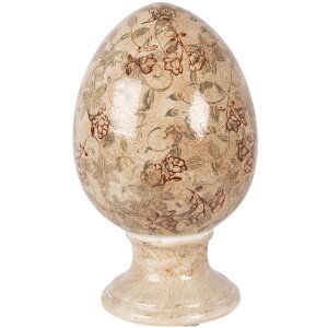 Декоративное яйцо на подставке Clayre & Eef, бежево-зеленое, Ø 15x24 см