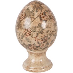 Керамическое яйцо Clayre & Eef на подставке, бежево-зеленое, Ø 12x19 см