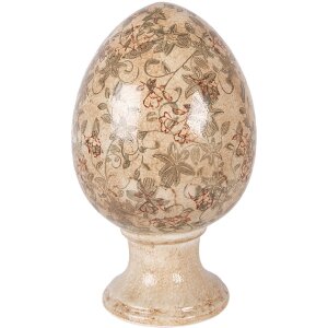 Декоративное яйцо на ножке Clayre & Eef, бежево-зеленое, 17x28 см