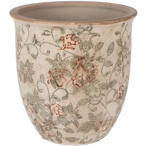 Керамічний вазон Clayre & Eef бежево-зелений Ø17x17 см для рослин