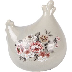 Керамічна фігурка птаха сіро-рожева, 12x11x13 см, для декору житлового простору