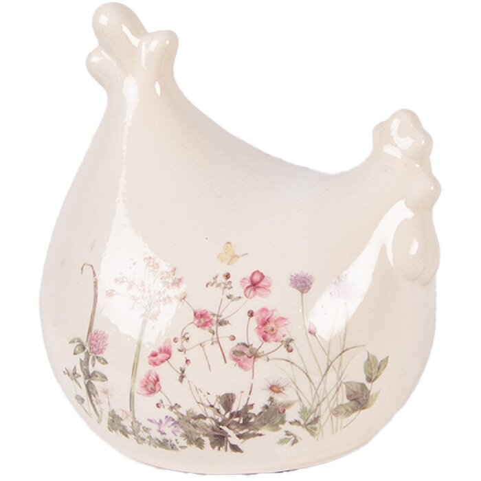 Декоративна фігурка «Курочка» Clayre & Eef, бежево-рожева, 12x11x13 см