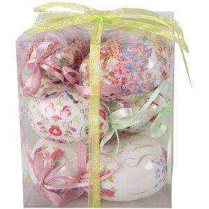 Набор декоративных подвесок «Яйца» 9 шт. белый/розовый Ø 5x8 см