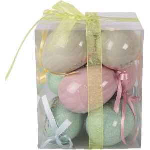 Набор декоративных подвесок в виде яиц, 9 шт., зеленый/розовый, Ø 5x8 см