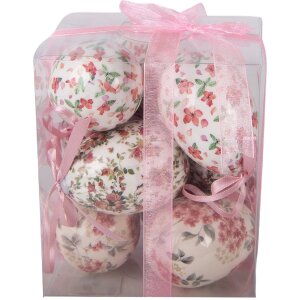 Набор декоративных подвесок в форме яиц Clayre & Eef, 9 шт., розово-белые, Ø 5x8 см