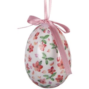 Набор декоративных подвесок в форме яиц Clayre & Eef, 9 шт., розово-белые, Ø 5x8 см