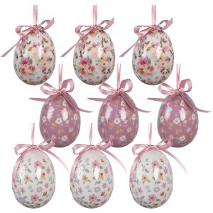 Набор декоративных подвесок в виде яиц (9 шт.), белый и розовый, Ø 5x8 см