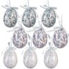 Clayre & Eef 66452 Подвески в форме яиц, 9 шт., бело-синие, Ø 5x8 см