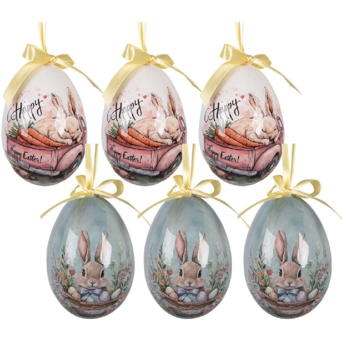 Підвісні яйця (комплект 6 шт.) Ø 7x10 см — кольорові прикраси для інтер’єру