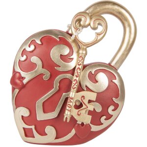 Фігурка серце з ключем, червоний золотий, 22x9x30 см...