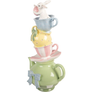 Чайниковий декор з чашками, зелено-мультитоновий,...