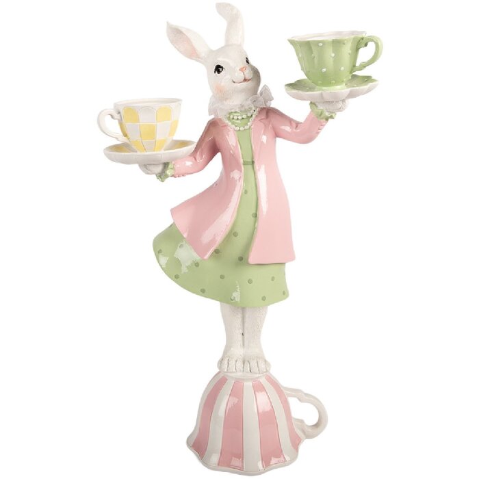 Свічник у формі кролика Clayre & Eef, білий та зелений, 23x13x41 см